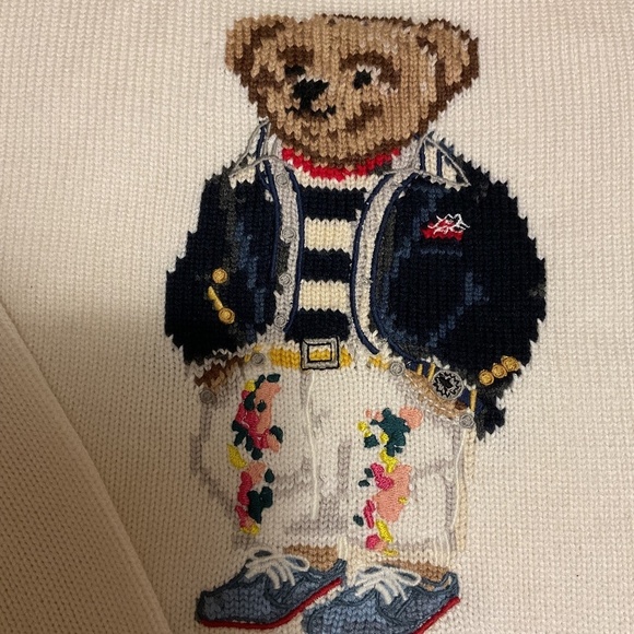 NWT POLO RALPH LAUREN Sweater With Polo BearEmbroidery white Size US XL - Picture 7 of 9